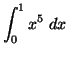 ${\displaystyle{\int_0^1 x^5 \;dx}}$