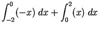 $\DS{\int_{-2}^{0} (-x) \;dx + \int_{0}^{2} (x)
\;dx}$